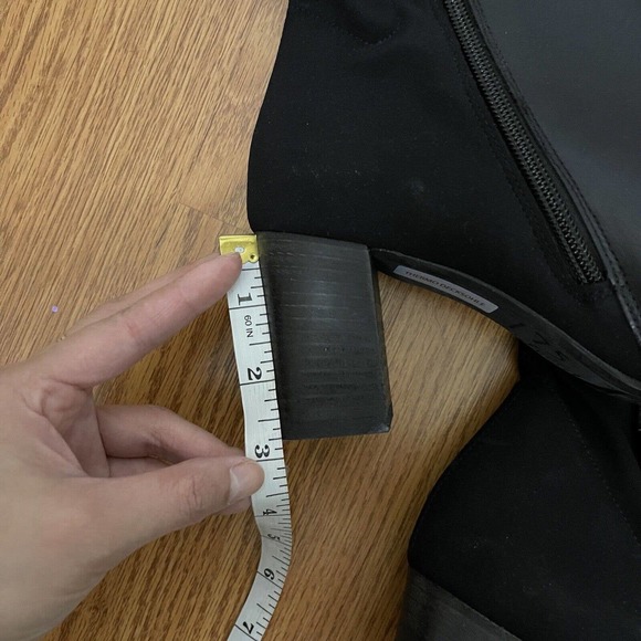 NEW! Paul Green knee high heeled black leather boots stretch back US 7.5- UK 5 - Picture 6 of 11